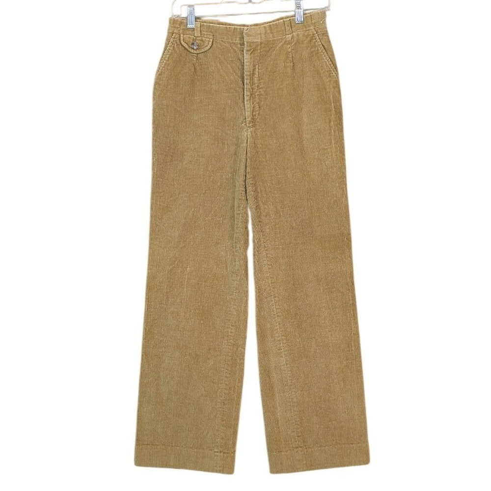 Asher Corduroy‎ Pants Womens XS Tan Wide Leg High Rise Vintage Retro 70s Hippie